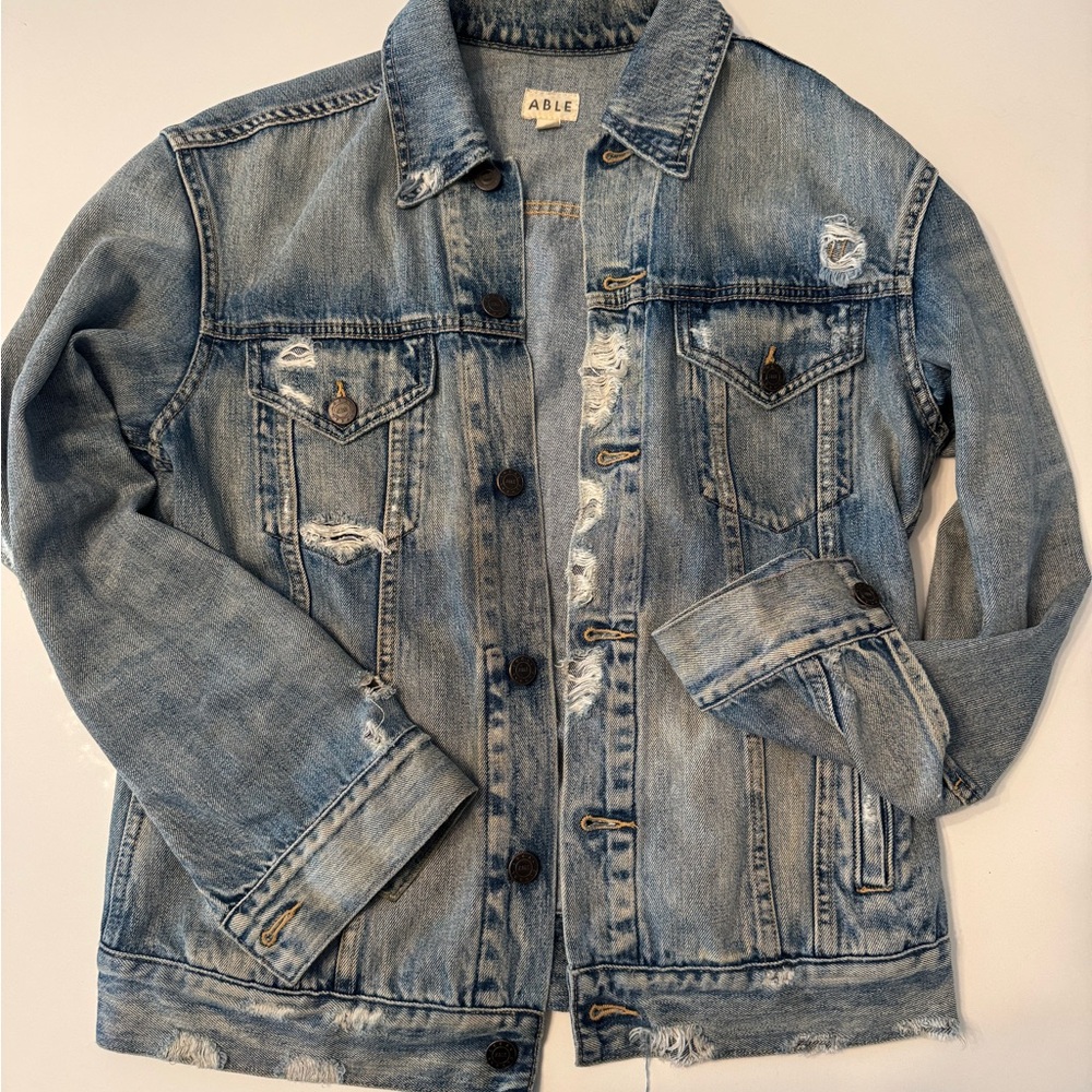 ABLE Distressed Denim Jean Jacket